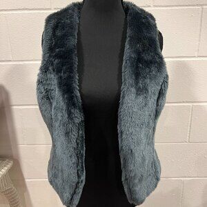 Blue Faux Fur Vest – Medium Size Cozy Statement Piece